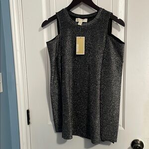 Michael Kors Metallic Cold Shoulder Top Small